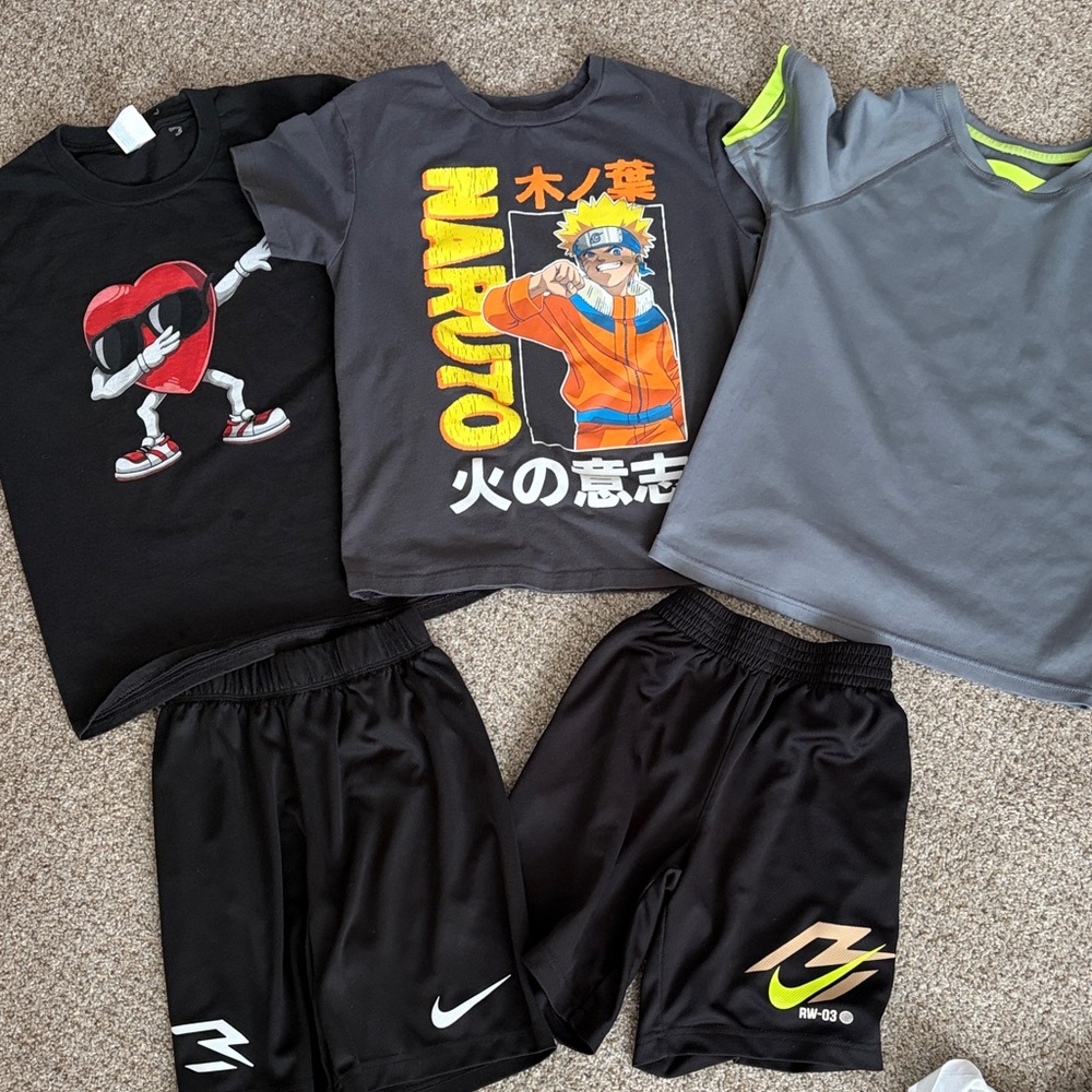Kids Size 8 Black Graphic Short Sleeve and shorts Bundle
